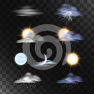 Realistic weather icons set.