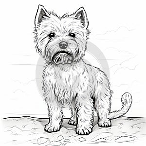 Realistic West Highland Terrier Coloring Page With Storybook Illustration Style