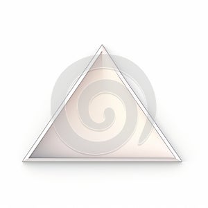 Realistic White Arrowed Triangle With Multidimensional Shading And Metallic Finish