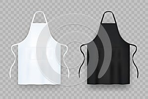 Realistic white and black kitchen apron. Vector illustration.