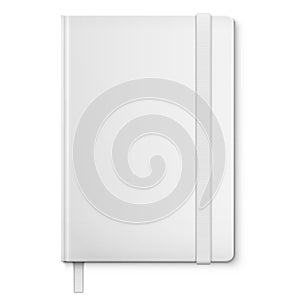 Realistic White Blank Notebook With bookmark.