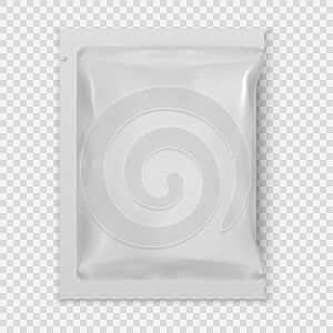 Realistic White Blank template Packaging Foil wet wipes. for your design
