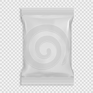 Realistic White Blank template Packaging Foil wet wipes. for your design