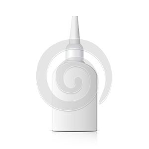 Realistic white bottle for cosmetics ointments glue.