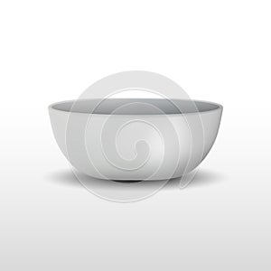 Realistic White Ceramic Bowl, Detailed Mockup Vector isolated on a background