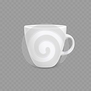 Realistic White Ceramic Coffee Cup Mug Mockup Template. Vector