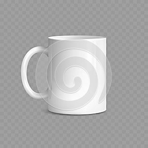 Realistic White Ceramic Coffee or Tea Mug Mockup. Vector
