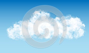 Realistic white clouds smoke on blue sky background vector