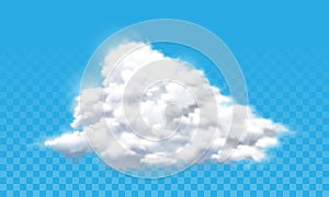 Realistic white clouds smoke on blue sky transparency background vector