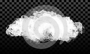 Realistic white clouds smoke on dark checkered background vector