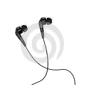 Realistic white earphones. Isolated earbuds - vector