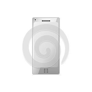 Realistic white electronic technology device with empty screen. mobile phone, smartphone modern digital gadget isolated on white b