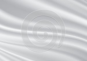 Realistic white fabric satin wave luxury background texture vector