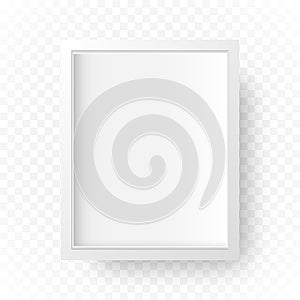 Realistic white frame with shadow on a transparent background. Vector frame design template.