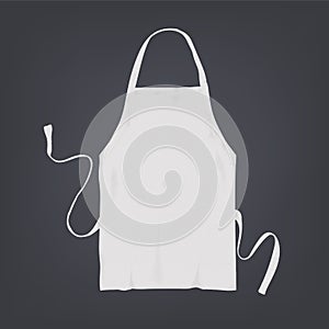 Realistic white kitchen apron. Vector illustration on dark background.