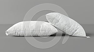 Realistic white long pregnancy body pillow isolated mockup with cushion and meditation soft comfort pillowcase set photo