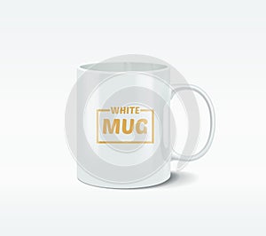 Realistic white mug with the bright glare, isolated on white background. Vector illustration eps10