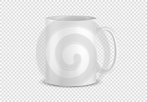 Realistic white Mug, Cup mockup isolated on transparent background, Vector illustration