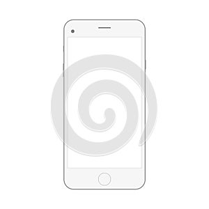 Realistic White smartphone isolated on white background. Smartphone realistic vector iphon illustration. Mobile phone mockup with photo