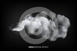 Realistic white smoke puff isolated on transparent background. Steam explosion special effect.transparent special effect