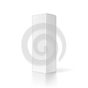 Realistic White Tall Blank Box Isolated On White