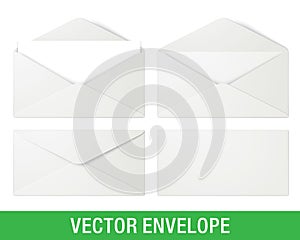 Realistic white vector envelope mockups.