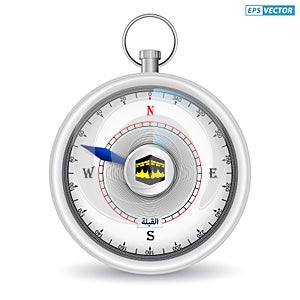 realistic wind compass for kabah direction or al haram mosque directional compass (translation text : kaba direction