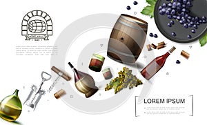 Realistic Winemaking Elements Collection