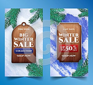 realistic winter sale banners collection vector illustration