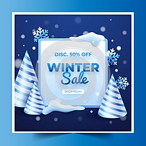 realistic winter sale banners collection vector illustration
