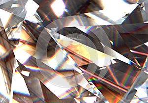 Realistic wonderful rainbow diamond texture closeup, 3d illustration