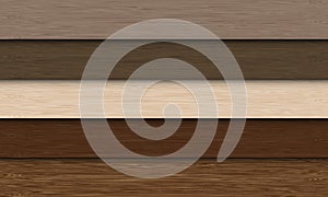 Realistic wood plank colors set for home floor wall design background vector