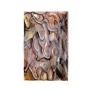 Realistic wood texture bark isolated on white background. Watercolor hand drawing detailed illustration. Art for design