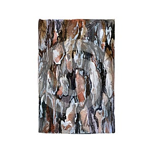 Realistic wood texture bark isolated on white background. Watercolor hand drawing detailed illustration. Art for design