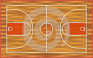 realistic wooden basketball court