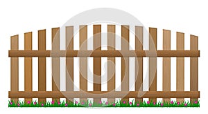 realistic wooden fence and green grass isolated. eps vector.