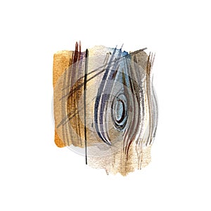 Realistic wooden fibers texture isolated on white background. Watercolor hand draw detailed illustration. Art for design
