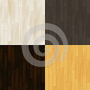 Realistic wooden floor parquet seamless patterns set, vector