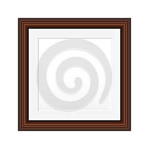 Realistic wooden frame.Square Blank picture frame template.