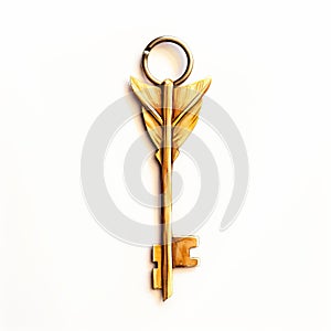 Realistic Wooden Keychain With Gold Arrow Design photo