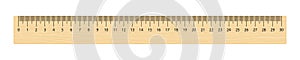 Realistic wooden ruler 30 centimeters. Math tool