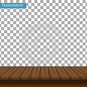 Realistic wooden table on a transparent background.