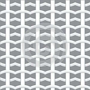 Realistic Woven fiber seamless pattern with shadows. White geometric seamless pattern. Abstract background. Vector