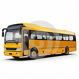 Realistic Yellow Bus Delivery Truck On White Background