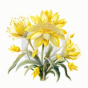 Realistic Yellow Flowers Vector Illustration - Verbena Clipart