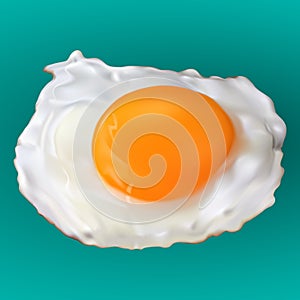 Realistic yummy fried egg on a blue background