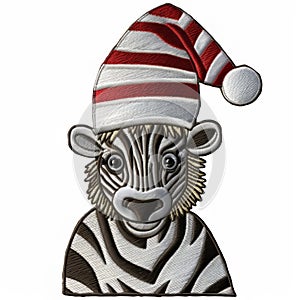 Realistic Zebra Christmas Hat Embroideries Download