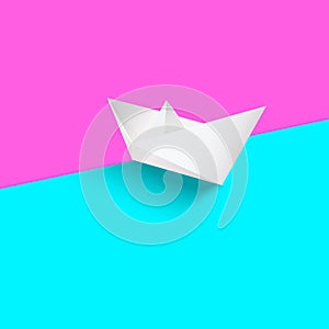 Realistick white paper boat