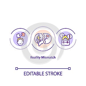 Reality mismatch concept icon