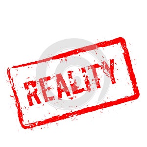 Reality red rubber stamp isolated on white.